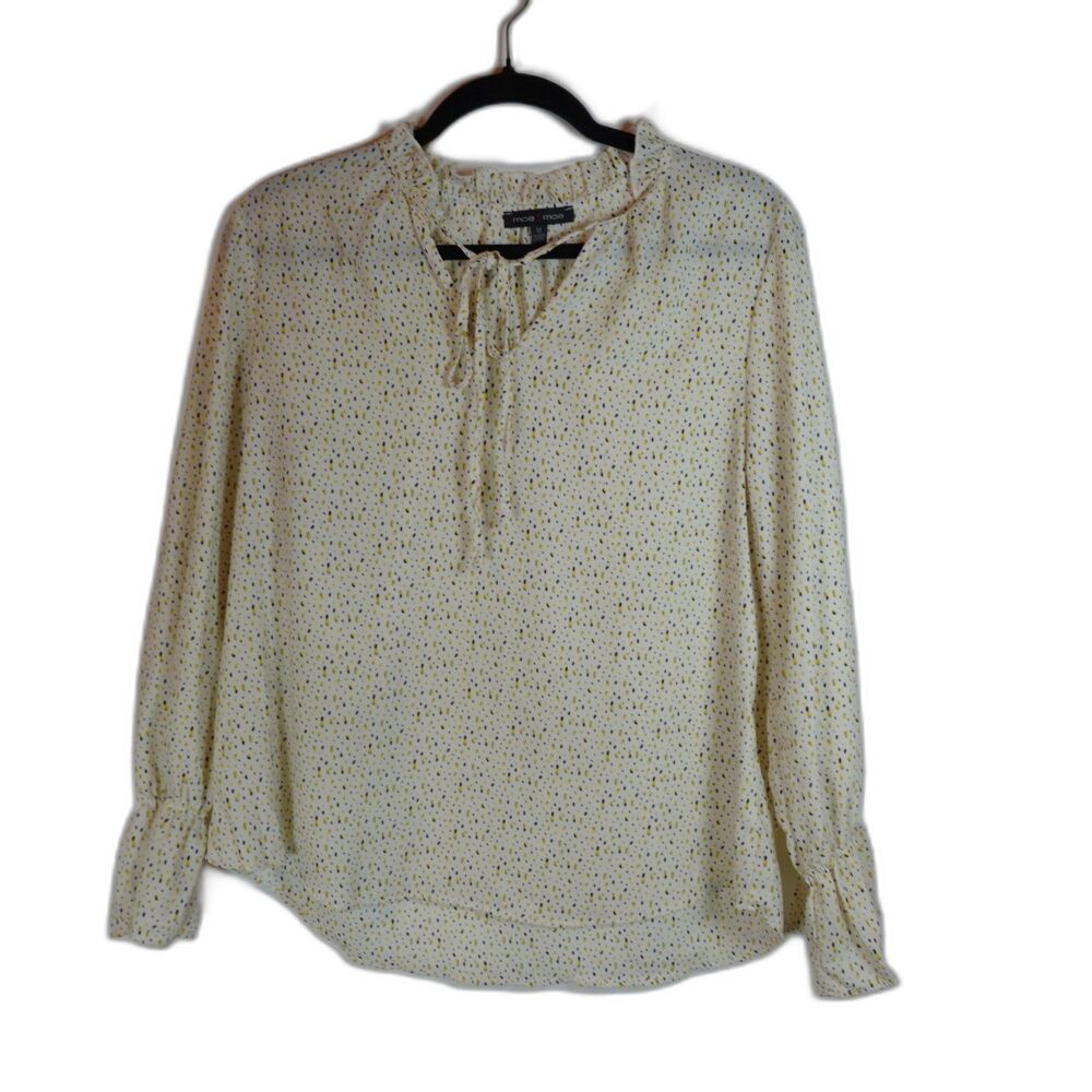 Polka Dot Womens Top Size M Sheer Blouse Long Sleeve Retro